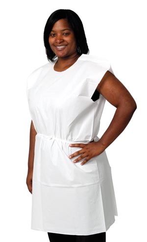 Gown Exam Tissue/Poly/Tissue, 30' x 42' , White, Traditional Front/Back Opening ProAdvantage (50/CS) by Pro Advantage  ID P750023